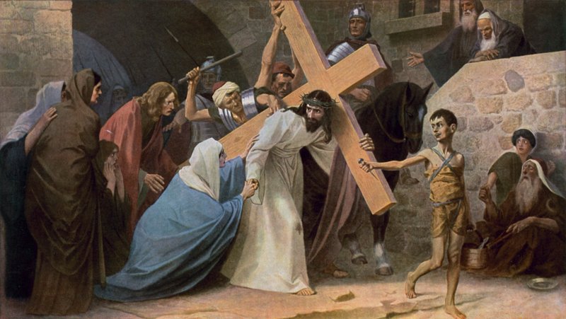 Jeesus tapaa äitinsä Marian kantaessaan ristiään tekijältä Unbekannt Unbekannt