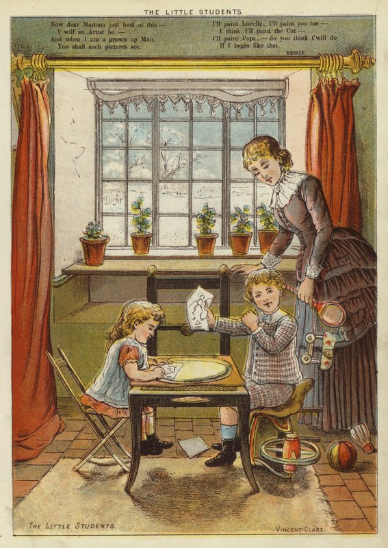 Pienet opiskelijat (chromolitho) tekijältä Vincent (after) Clare