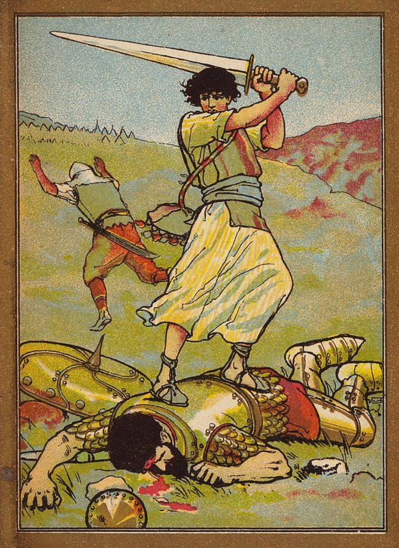 Daavid ja Goljat (värilitografia) tekijältä W.S. Stacey