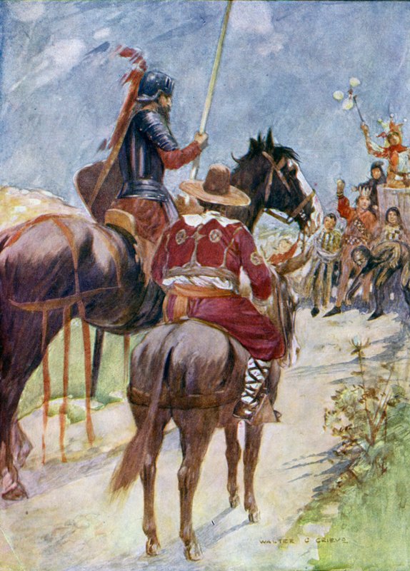 Kuvitus Don Quijotelle tekijältä Walter Grieve