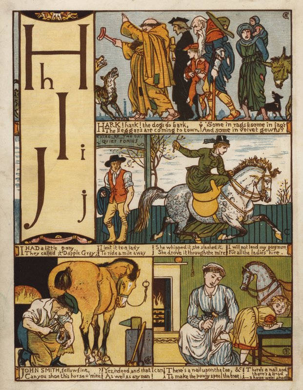 Aakkoset (väri litho) tekijältä Walter Crane