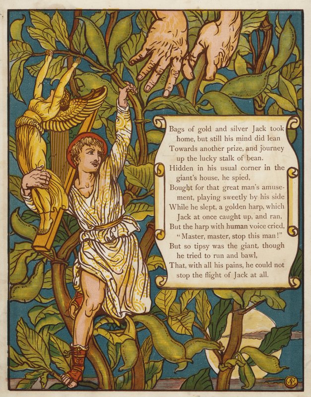 Jack ja pavunvarsi (väri litho) tekijältä Walter Crane