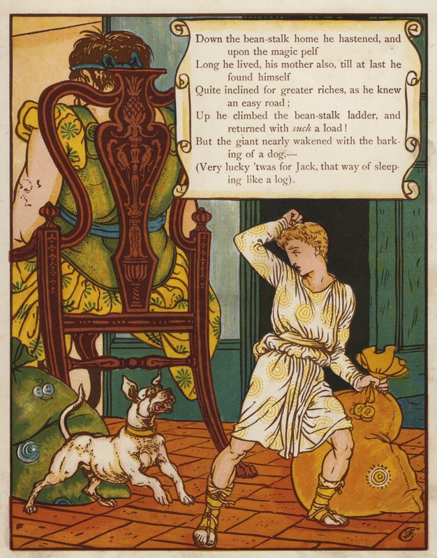 Jack ja pavunvarsi (väri litho) tekijältä Walter Crane
