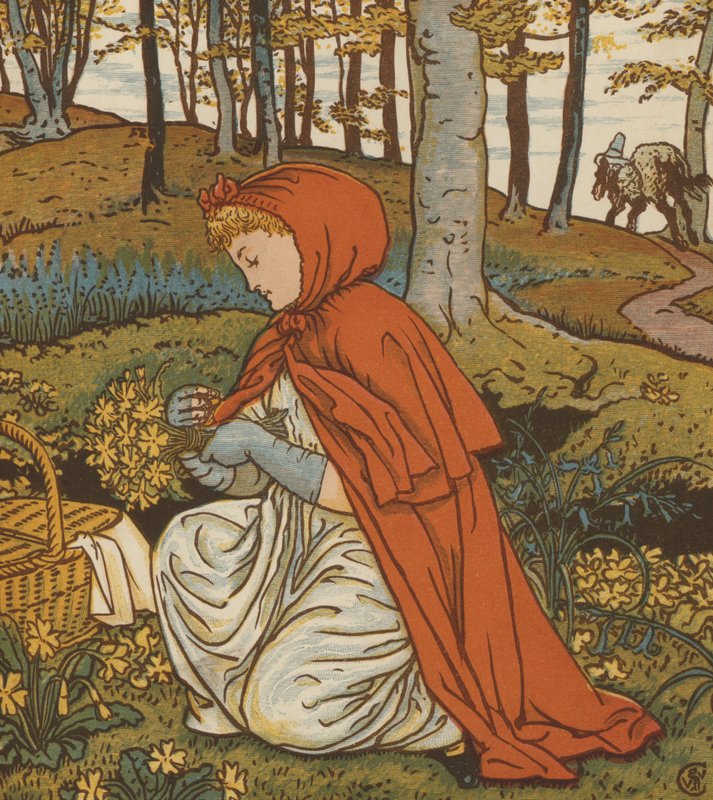 Punahilkka (väri litho) tekijältä Walter Crane