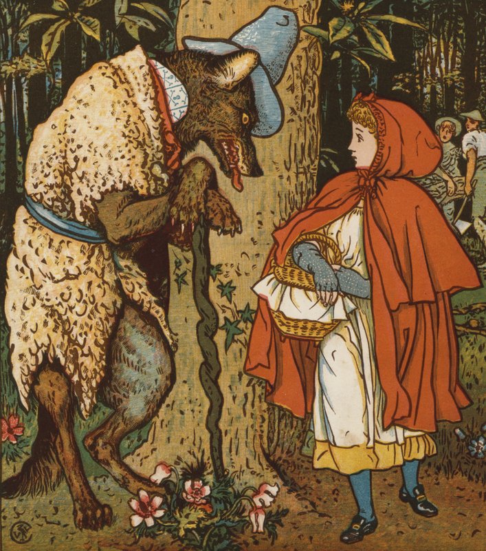 Punahilkka (väri litho) tekijältä Walter Crane