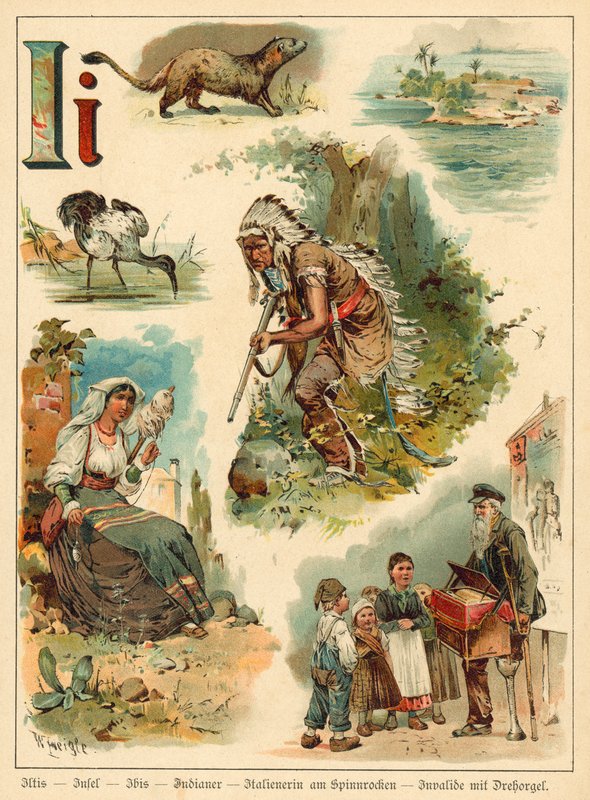 Kirjain I (chromolitho) tekijältä Walter Zweigle