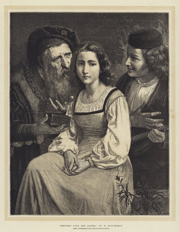 Rakkauden ja rikkauksien välillä tekijältä William Adolphe Bouguereau