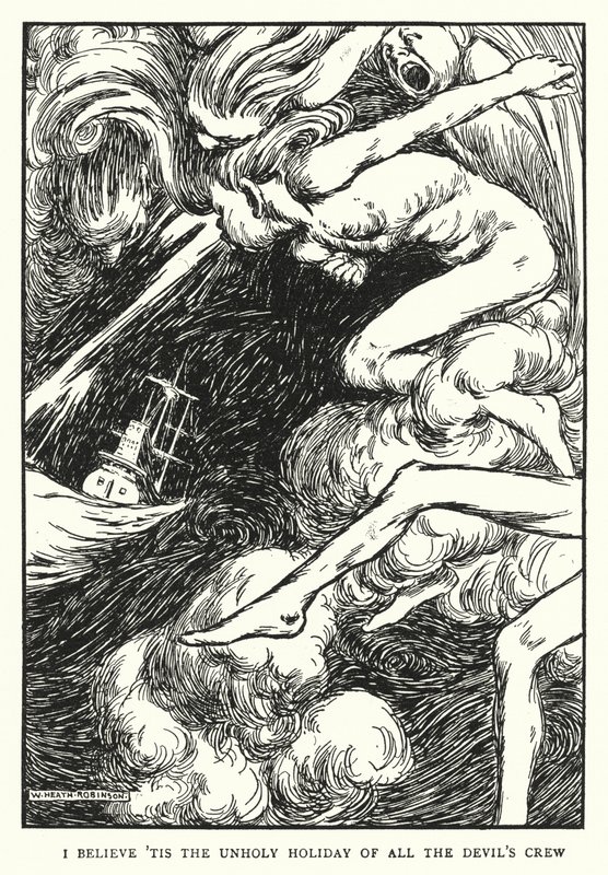 Uskon, että "on koko paholaisen miehistön epäpyhä loma". tekijältä William Heath Robinson