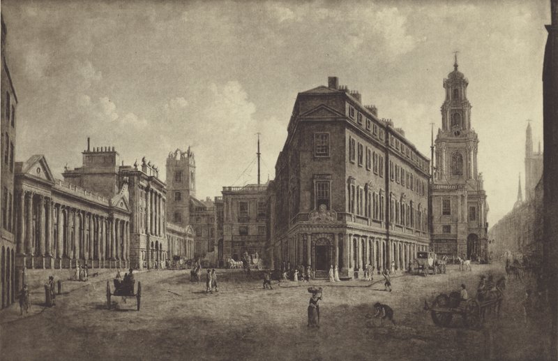 Bank of England ja Royal Exchange, 1790 tekijältä William Marlow