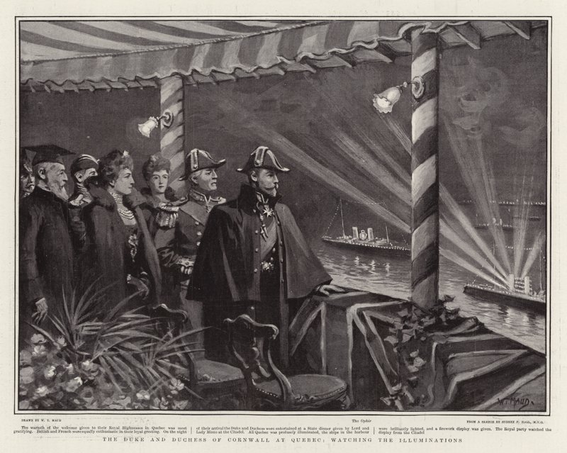 Cornwallin herttua ja herttuatar Quebecissä katsomassa Illuminations-ohjelmaa tekijältä William T. Maud