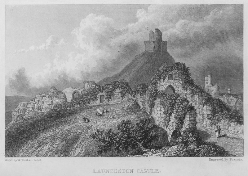 Launceston Castle (kaiverrus) tekijältä William (after) Westall