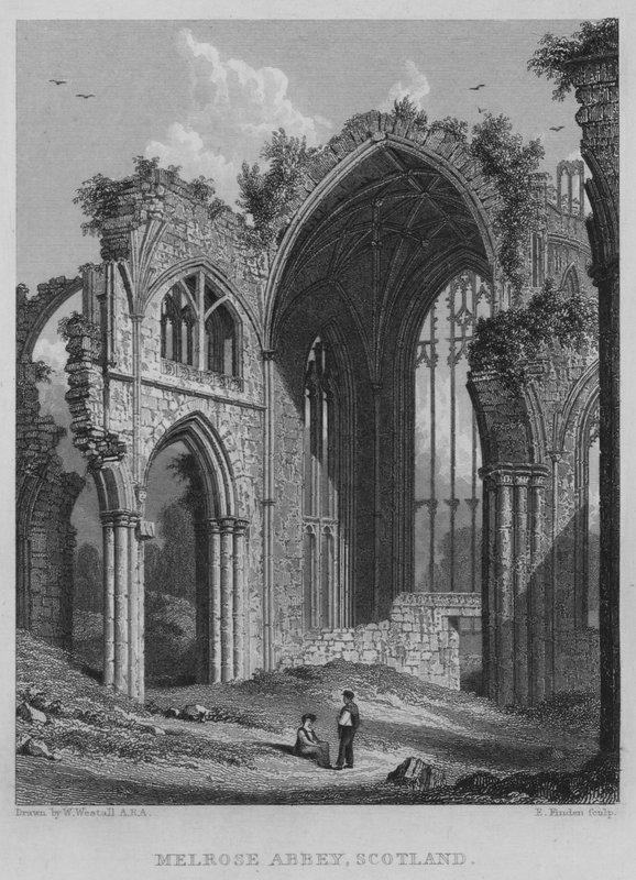 Melrose Abbey, Skotlanti (kaiverrus) tekijältä William (after) Westall