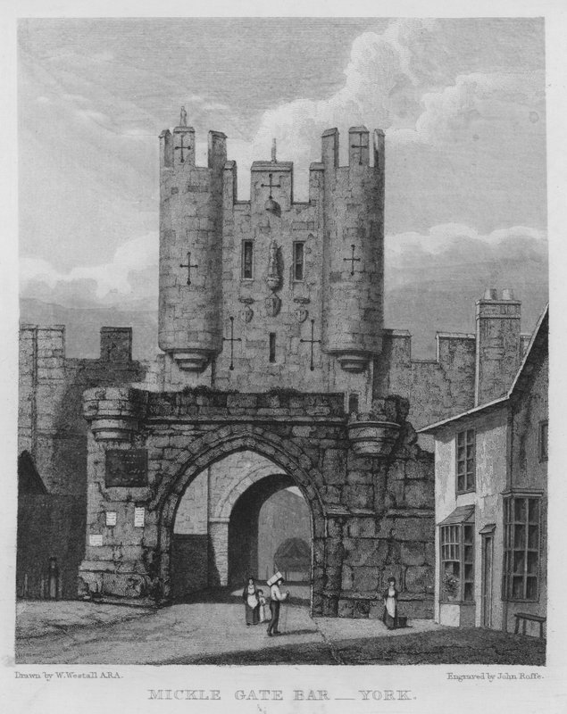 Mickle Gate Bar, York (kaiverrus) tekijältä William (after) Westall