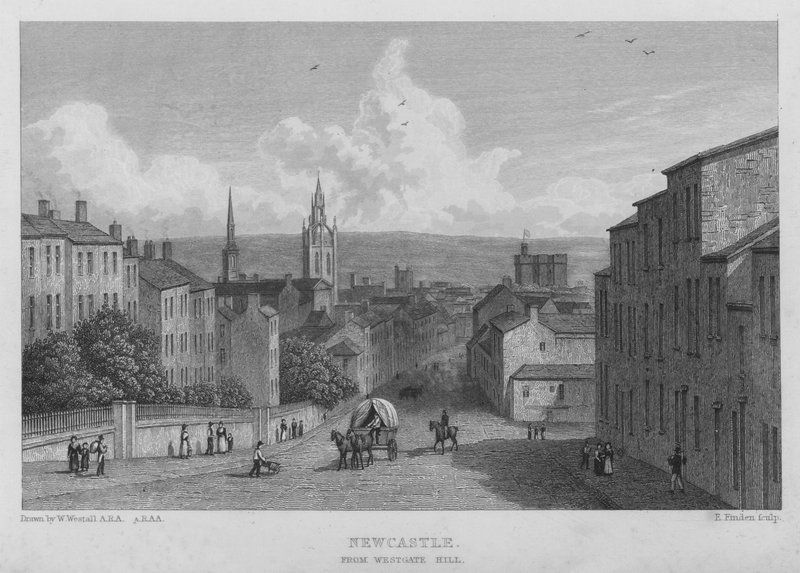 Newcastle, Westgate Hillistä (kaiverrus) tekijältä William (after) Westall