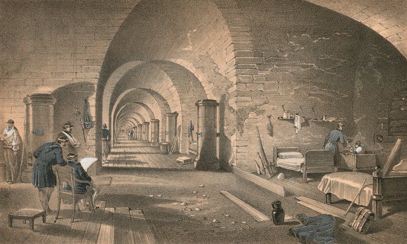 Fort Nicholasin sisätilat tekijältä William Crimea Simpson