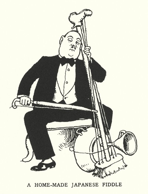 Kotitekoinen japanilainen viulu (litho) tekijältä William Heath Robinson