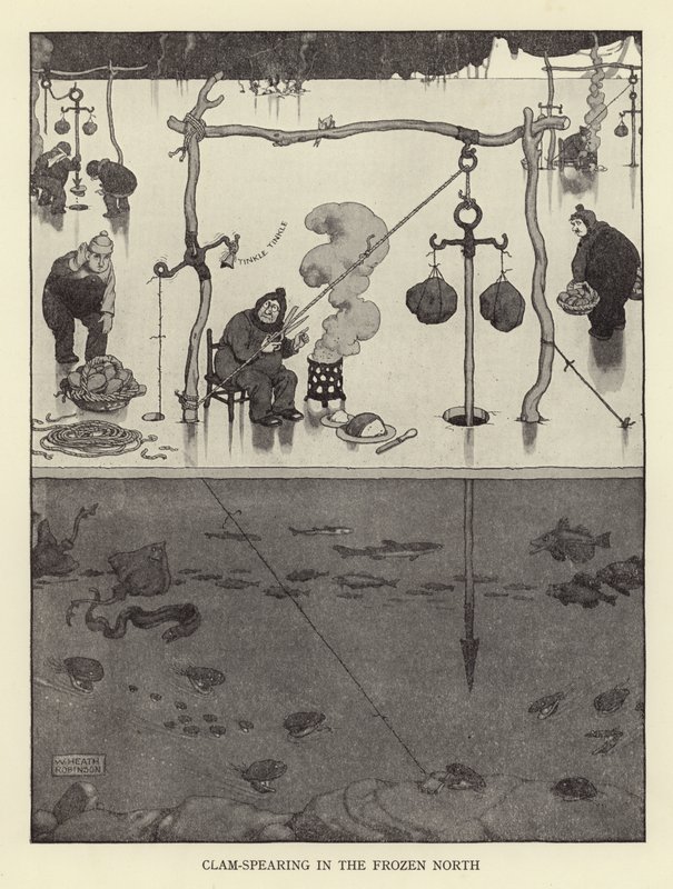 Simpukka-keihäs jäissä pohjoisessa tekijältä William Heath Robinson