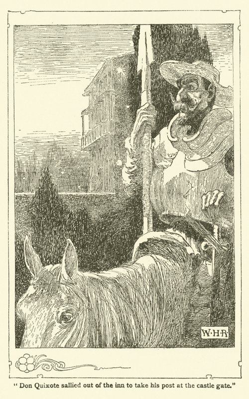 Kuvitus Don Quijotelle (litho) tekijältä William Heath Robinson