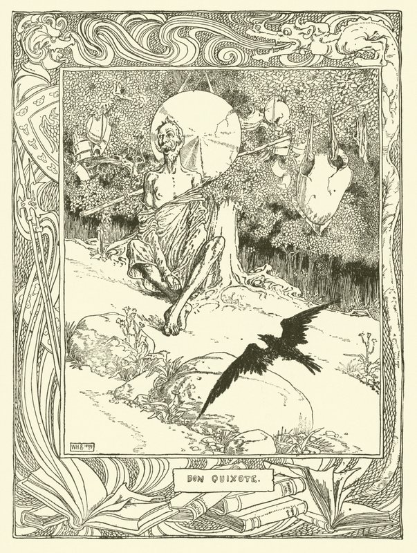 Kuvitus Don Quijotelle (litho) tekijältä William Heath Robinson