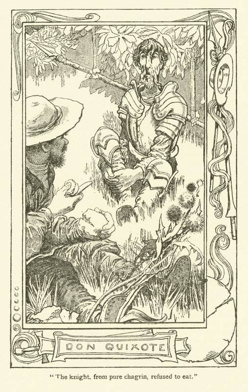 Kuvitus Don Quijotelle (litho) tekijältä William Heath Robinson