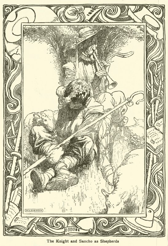 Kuvitus Don Quijotelle (litho) tekijältä William Heath Robinson