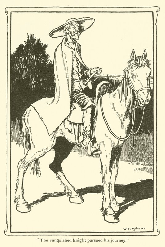 Kuvitus Don Quijotelle (litho) tekijältä William Heath Robinson