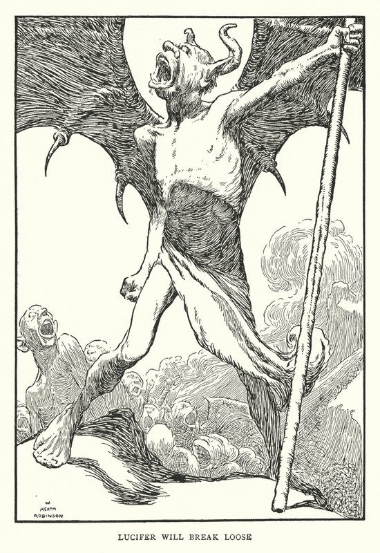 Lucifer irtoaa (litho) tekijältä William Heath Robinson