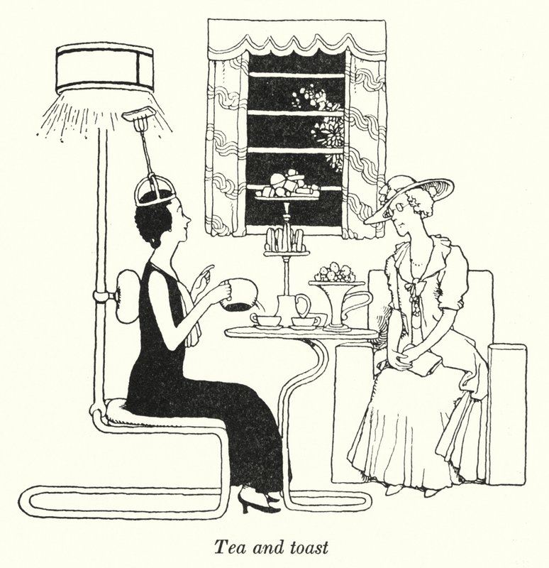 Tee ja paahtoleipä (litho) tekijältä William Heath Robinson