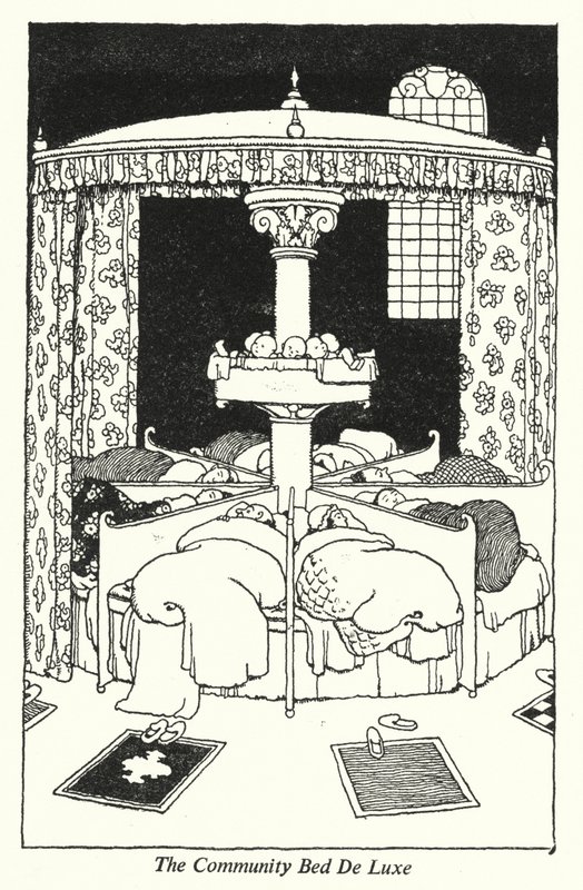 The Community Bed De Luxe (litho) tekijältä William Heath Robinson