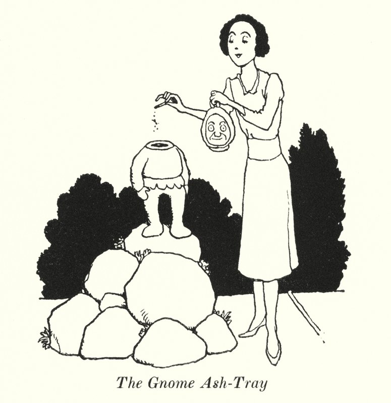 Tontun tuhka-alusta (litho) tekijältä William Heath Robinson