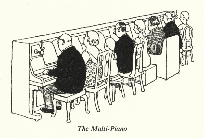 Monipiano (litho) tekijältä William Heath Robinson