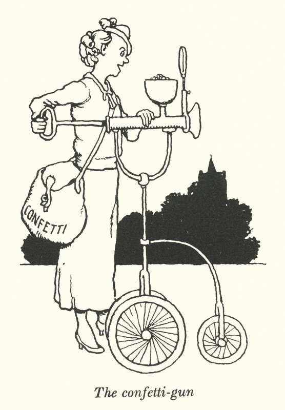 Konfettiase (litho) tekijältä William Heath Robinson