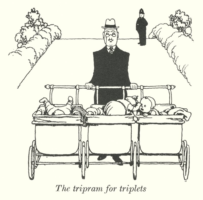 Triprami kolmosille (litho) tekijältä William Heath Robinson