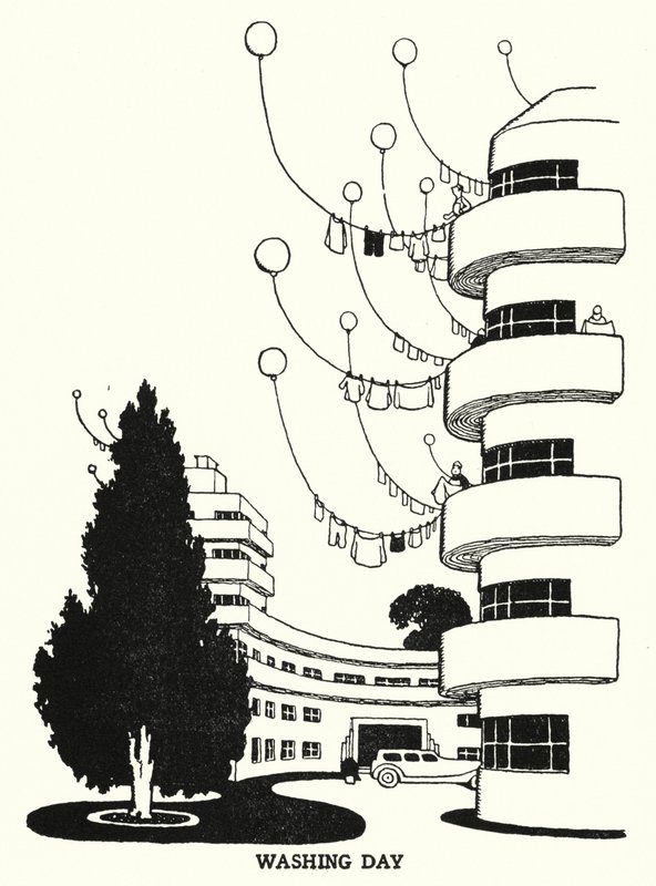 Pesupäivä (litho) tekijältä William Heath Robinson