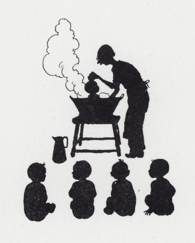 Vauvojen pesu (litho) tekijältä William Heath Robinson