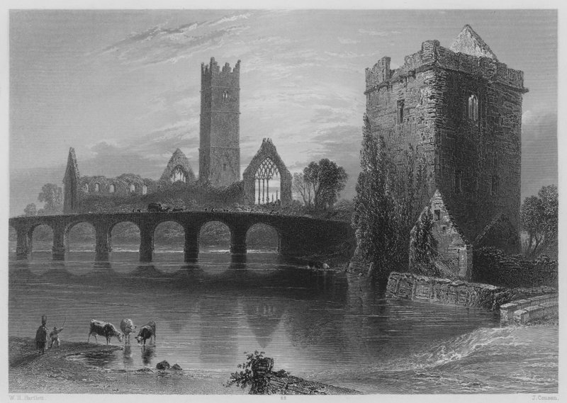 Abbey of Clare, Galway (kaiverrus) tekijältä William Henry (after) Bartlett