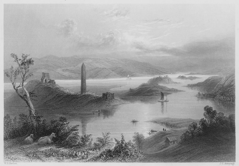 Devenish Island, Loch Erne (kaiverrus) tekijältä William Henry (after) Bartlett