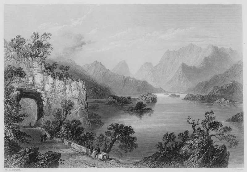 Upper Lake, Killarney (kaiverrus) tekijältä William Henry (after) Bartlett