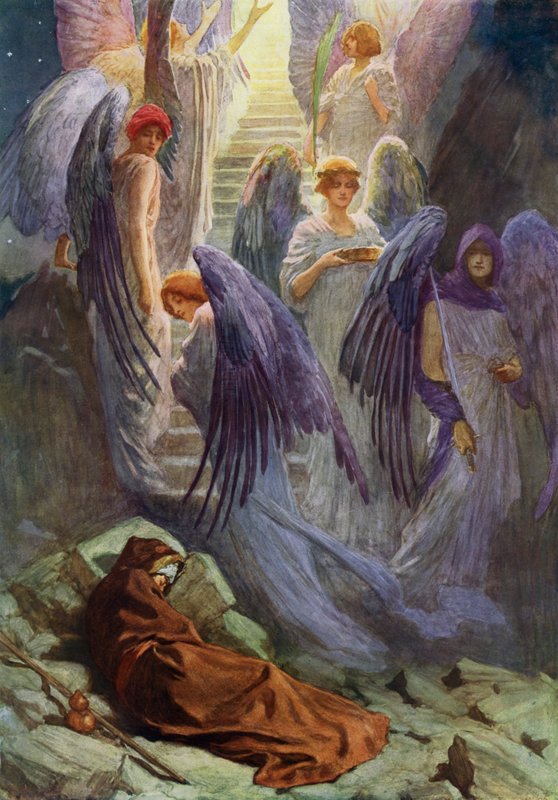 Jaakobin unelma (värinen lito) tekijältä William Henry (after) Margetson
