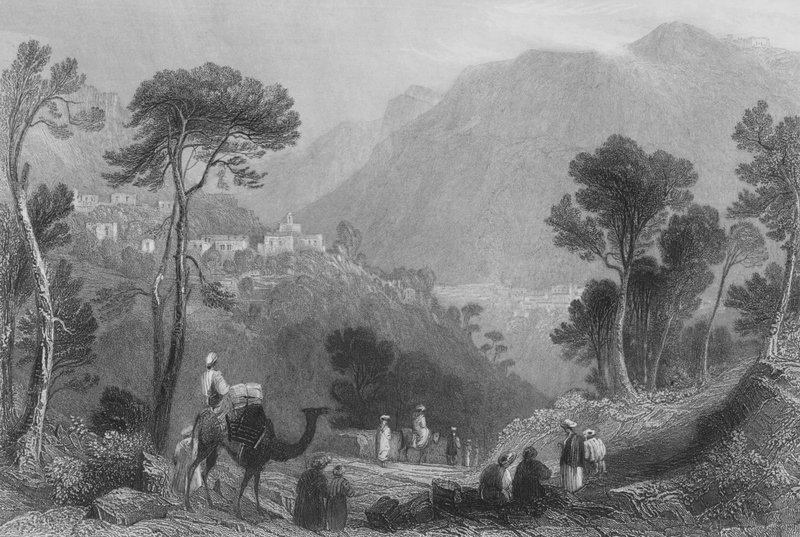 Brumhannan kylä, Mount Lebanonissa. tekijältä William Henry Bartlett