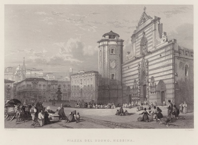 Piazza Del Duomo, Messina (kaiverrus) tekijältä William Leighton Leitch