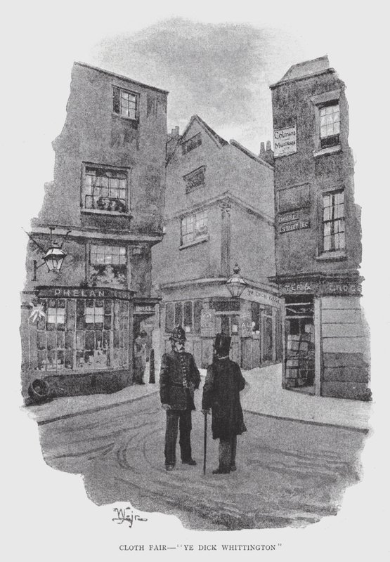 Cloth Fair, "Ye Dick Whittington" (litho) tekijältä William Luker