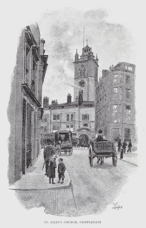 St Gilesin kirkko, Cripplegate (litho) tekijältä William Luker