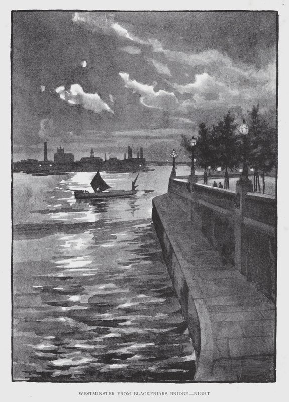 Westminster Blackfriars Bridgestä, yö (litho) tekijältä William Luker