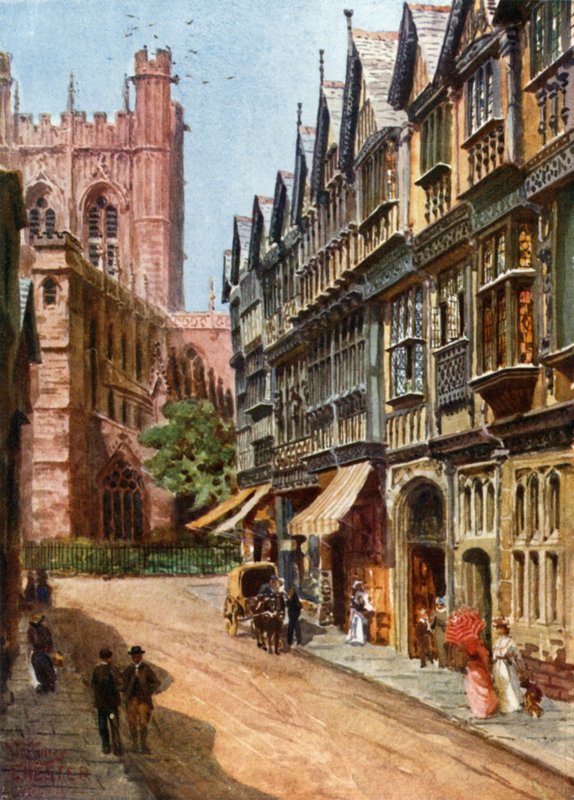 Chester, St. Werburgh Street (väri litho) tekijältä William Wiehe Collins