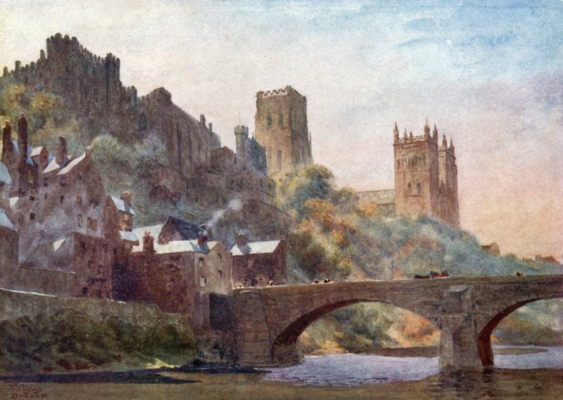 Durham, Framwellgate Bridge (väri litho) tekijältä William Wiehe Collins