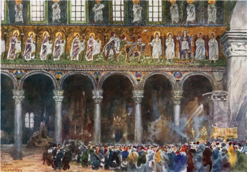 Ravenna. S. Apollinare Nuovo (väri litho) tekijältä William Wiehe Collins
