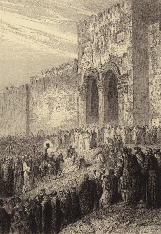 Jeesus saapuu Jerusalemiin tekijältä after Albert Robida
