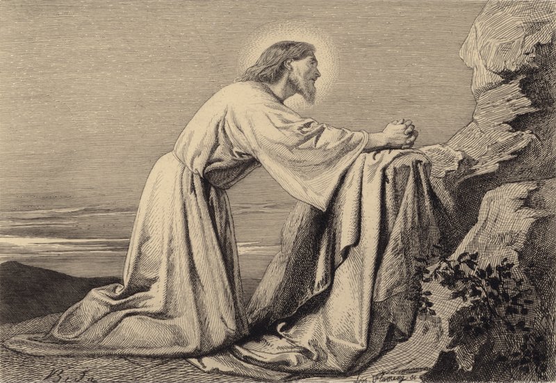 Jeesus rukoilee tekijältä after Albert Robida