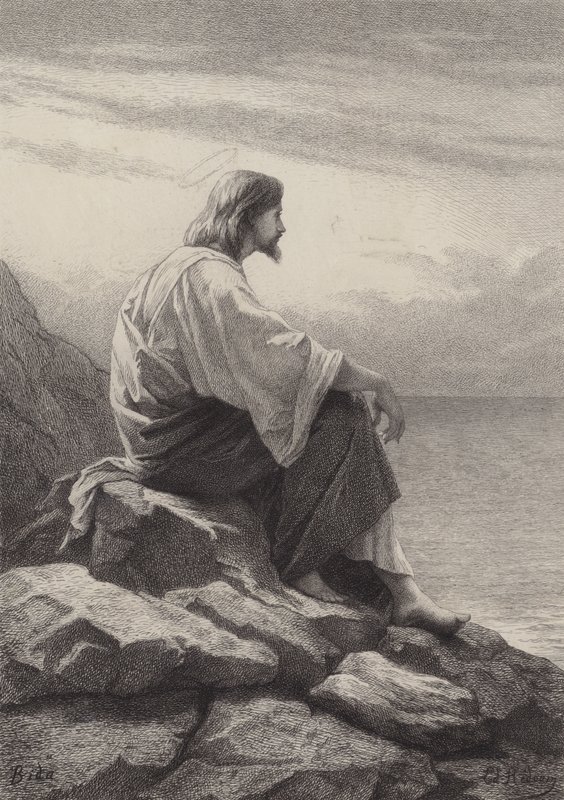 Jeesus istui meren rannalla tekijältä after Albert Robida